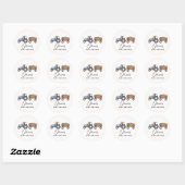 Rustic Boerderij Tractor Teddy Bear Baby shower Ronde Sticker (Vel)