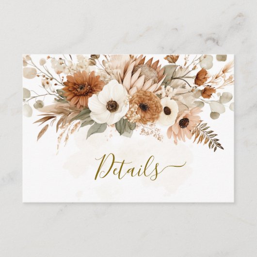 Rustic Bohemian Autumn Floral Wedding | Informatiekaartje (Voorkant)