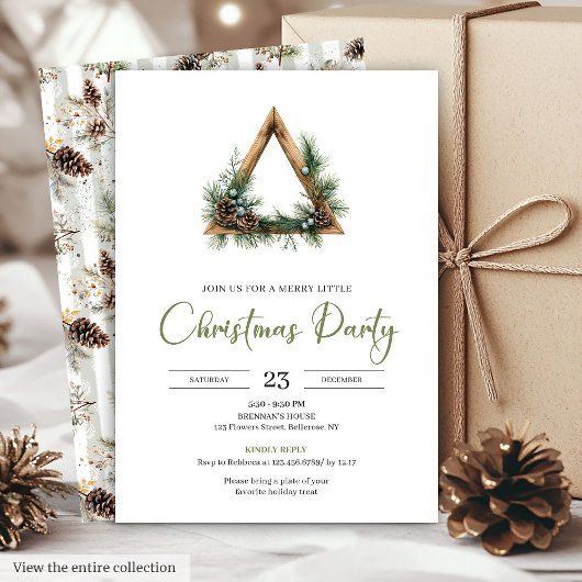 Rustic Bohemian Botanical Holiday Party Invitation