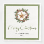 Rustic Bohemian Christmas Wreath with Pine Napkins Servet (Voorkant)