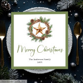 Rustic Bohemian Christmas Wreath with Pine Napkins Servet