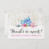 Rustic Bohemian Crystal Pareltjes & Arrow Dank u Bedankkaart (Voorkant / Achterkant)