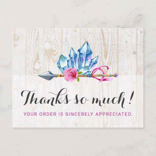 Rustic Bohemian Crystal Pareltjes & Arrow Dank u Briefkaart (Voorkant)