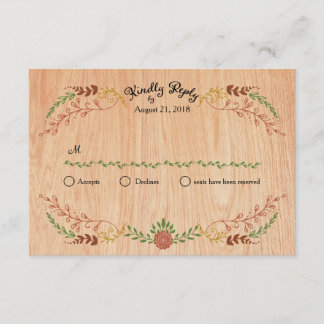 Rustic Bohemian Foliage Wreath on Wood RSVP Kaartje