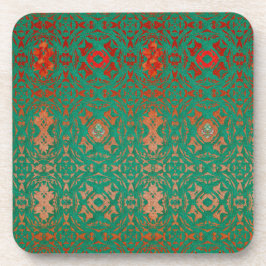 Rustic Bohemian Jade en Red Pattern Onderzetter