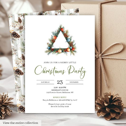Rustic Bohemian Pine Wreath Holiday Dinner Card Kaart