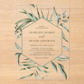 Rustic Bohemian Waterverf Greenery Autumn Wedding Acryl Uitnodigingen (Voorkant)