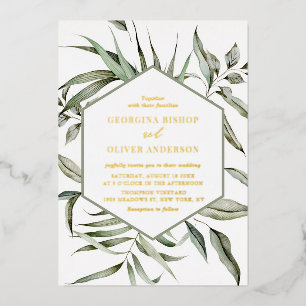 Rustic Bohemian Waterverf Greenery Lijst Wedding Folie Uitnodiging