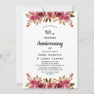 Rustic Boho 50e anniversaire Invitation