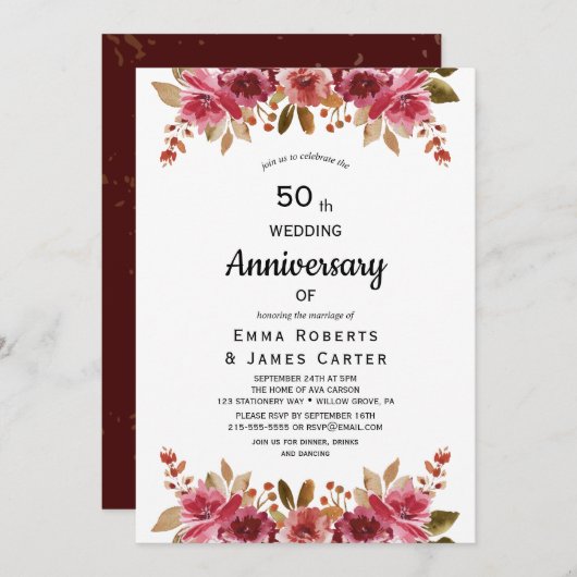 Rustic Boho 50ste Jubileum Uitnodiging (Voorkant / Achterkant)