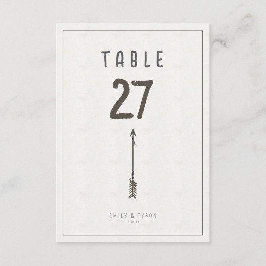 Rustic Boho Arrow Mariage Numéro de table ID1109 (Devant)