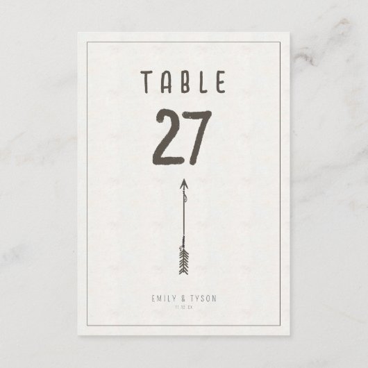 Rustic Boho Arrow Mariage Numéro de table ID1109 (Dos)