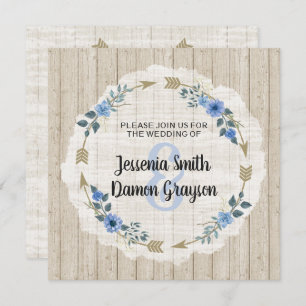 Rustic Boho Arrows & Floral Wedding Invitation Kaart