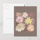 Rustic Boho Asphalt Floral Pattern  Briefkaart (Voorkant / Achterkant)