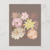 Rustic Boho Asphalt Floral Pattern Briefkaart (Voorkant)