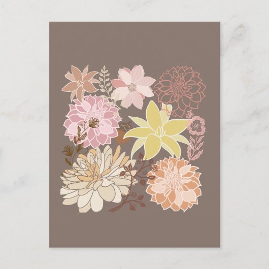 Rustic Boho Asphalt Floral Pattern  Briefkaart (Voorkant)