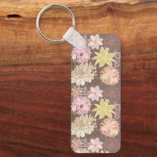 Rustic Boho Asphalt Floral Pattern Sleutelhanger (Voorkant)