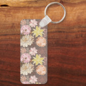 Rustic Boho Asphalt Floral Pattern Sleutelhanger (Achterkant)