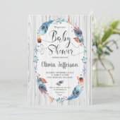 Rustic Boho Baby Boy Shower Tribal Feathers Kaart (Staand voorkant)
