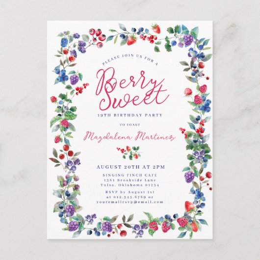Rustic Boho Berry Sweet été 19e Invitation (Devant)