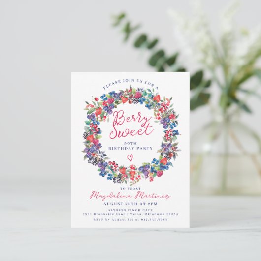 Rustic Boho Berry Sweet Été 90ème Invitation (Debout devant)