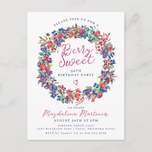 Rustic Boho Berry Sweet Été 90ème Invitation (Devant)