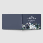 Rustic Boho Blue Floral Waterverf Wedding Gastenboek (Volledig)