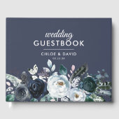 Rustic Boho Blue Floral Waterverf Wedding Gastenboek (Voorkant)