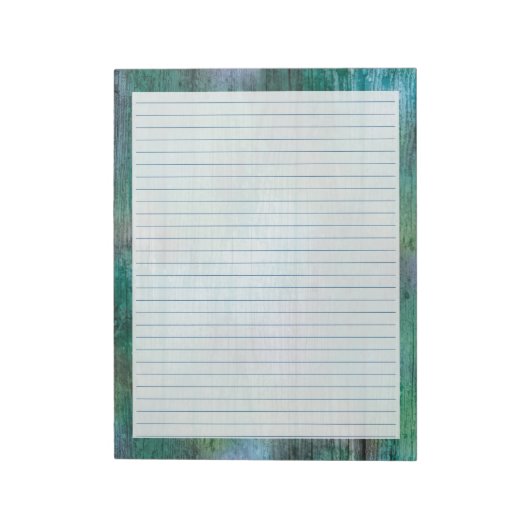 Rustic Boho Blue Green - Blue Wide Lined 8,5 x11" Notitieblok (Gedraaid)