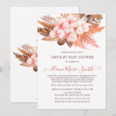 Rustic Boho Blush Pampas drive by Baby shower Kaart (Voorkant / Achterkant)
