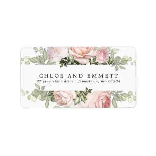 Rustic Boho Blush Roze Floral Adres Etiket