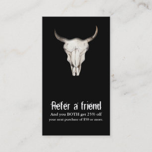 Rustic Boho Bohemian Cow Bull Refer an Friend Aanbevelingskaartje