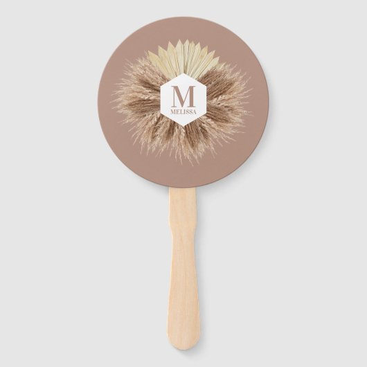 Rustic Boho Bohemian Pampas Grass Monogram Handwaaier (Achterkant)