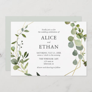 Rustic Boho Botanical Greenery Wedding Kaart