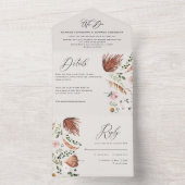 Rustic Boho Botanical Script Wedding Invitation All In One Uitnodiging (Binnen)