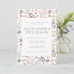 Rustic Boho Botanical White Grey Vrijgezellenfeest Kaart