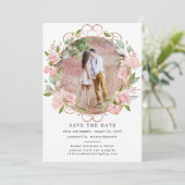 Rustic Boho Botanical Wreath Photo Wedding Save The Date (Staand voorkant)