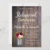 Rustic Boho Bourgogne Rehearsal Dîner Invitation (Devant)