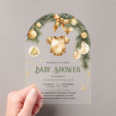 Rustic Boho Boy Winter Christmas Baby shower Acryl Uitnodigingen (Insitu (Draagbaar))