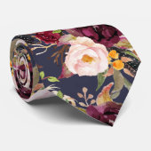 Rustic Boho Burgundy Blush Waterverf Flowers DIY Stropdas (Opgerold)