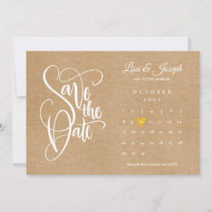 Rustic Boho Calendar Gold Love Heart Save The Date