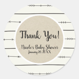 Rustic Boho Chic Baby Shower Moderne Kraft Favor Ronde Sticker