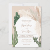 Rustic Boho chic cactus pampas arch foto bruiloft Kaart (Voorkant)