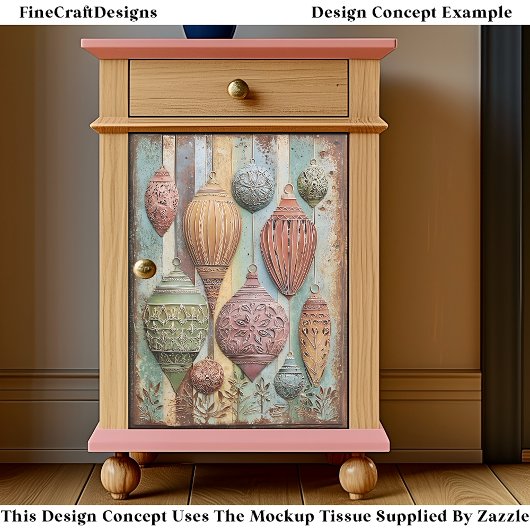 Rustic Boho Chic Holiday Ornaments EA1L Decoupage Tissuepapier