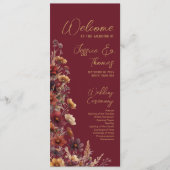 Rustic Boho Chic Wildflowers Burgundy Wedding Programma (Voorkant)