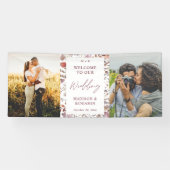 Rustic Boho Chic Wildflowers Photo Wedding Welcome Spandoek (Horizontaal)