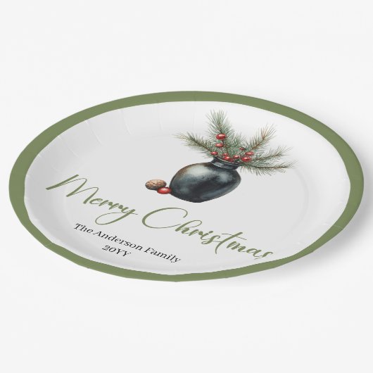 Rustic Boho Christmas Tree in Botanical Style  Papieren Bordje (Gekanteld)