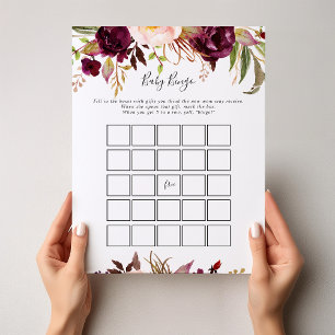 Rustic Boho Colorful Floral Baby Bingo Shower Game