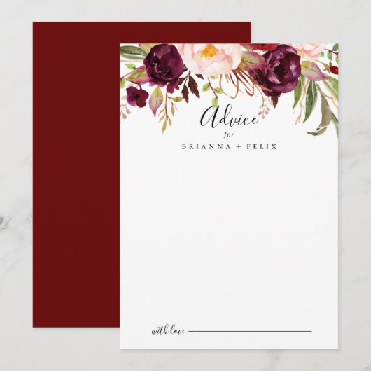 Rustic Boho Colorful Floral Wedding Advieskaart (Voorkant / Achterkant)