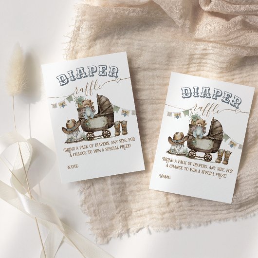 Rustic Boho Country Boy Shower diaper raffle Informatiekaartje